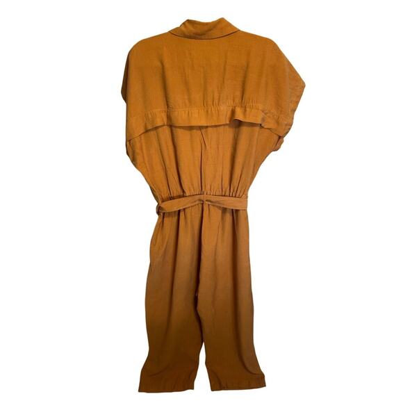 Mango Lyocell Jumpsuit With Belt Straight Leg Utility Pockets Mustard Size XXL - Picture 8 of 13